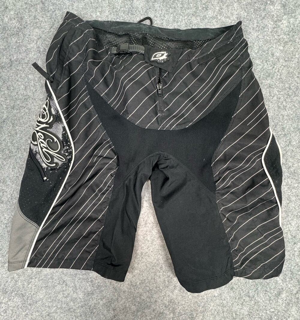 O'Neal Racing Shorts Mens 38 Black Red White Motocross MX MTB Mesh Zip Belt